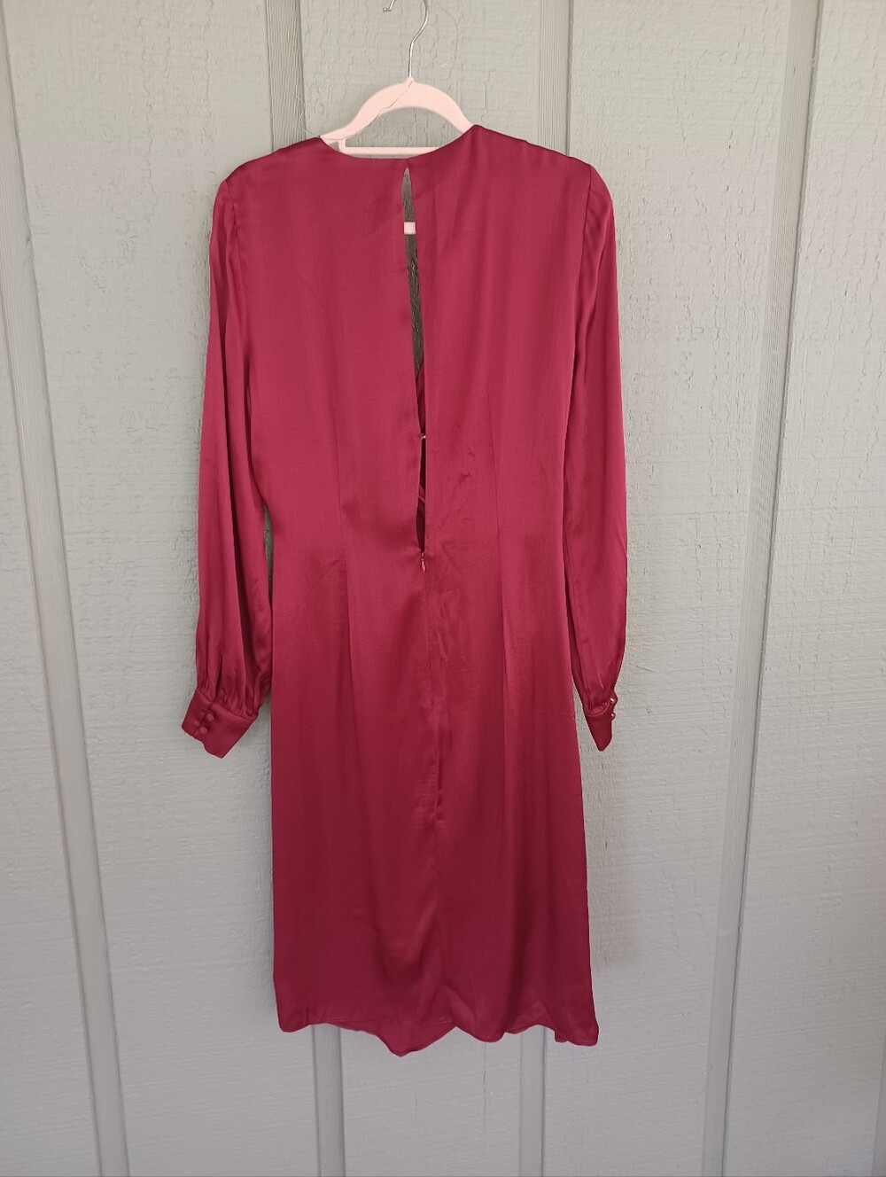 Reiss Renae Satin Faux Wrap Dress Size 8 Long Sleeve Cocktail Wedding Guest - Picture 2 of 15